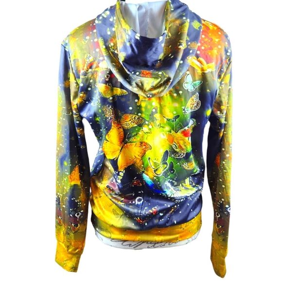-812 Psychedelic Cottagecore Butterfly Print Pullover Hoodie Small - Picture 3 of 6